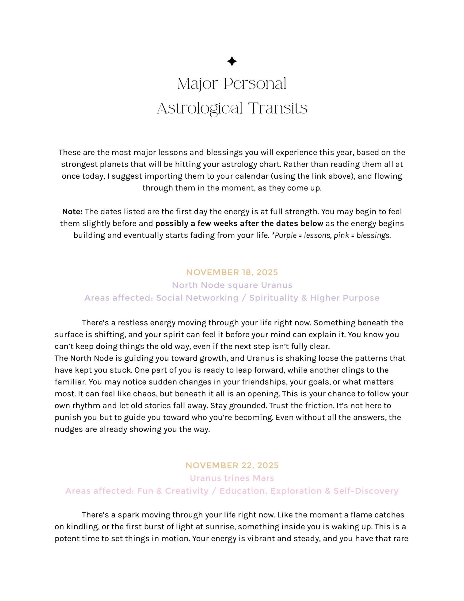 Sample Yearly Forecast with Premium Transits