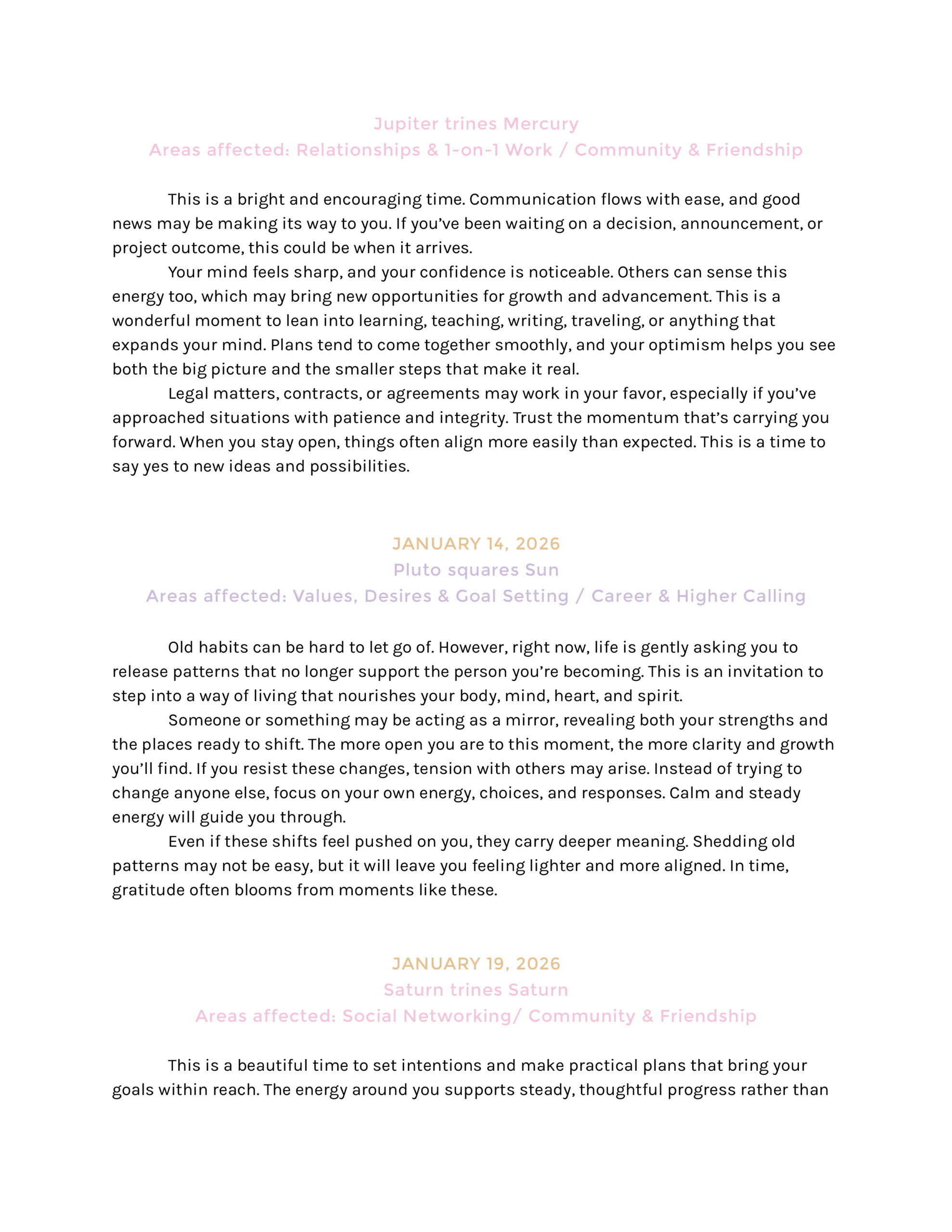 Sample Yearly Forecast with Premium Transits