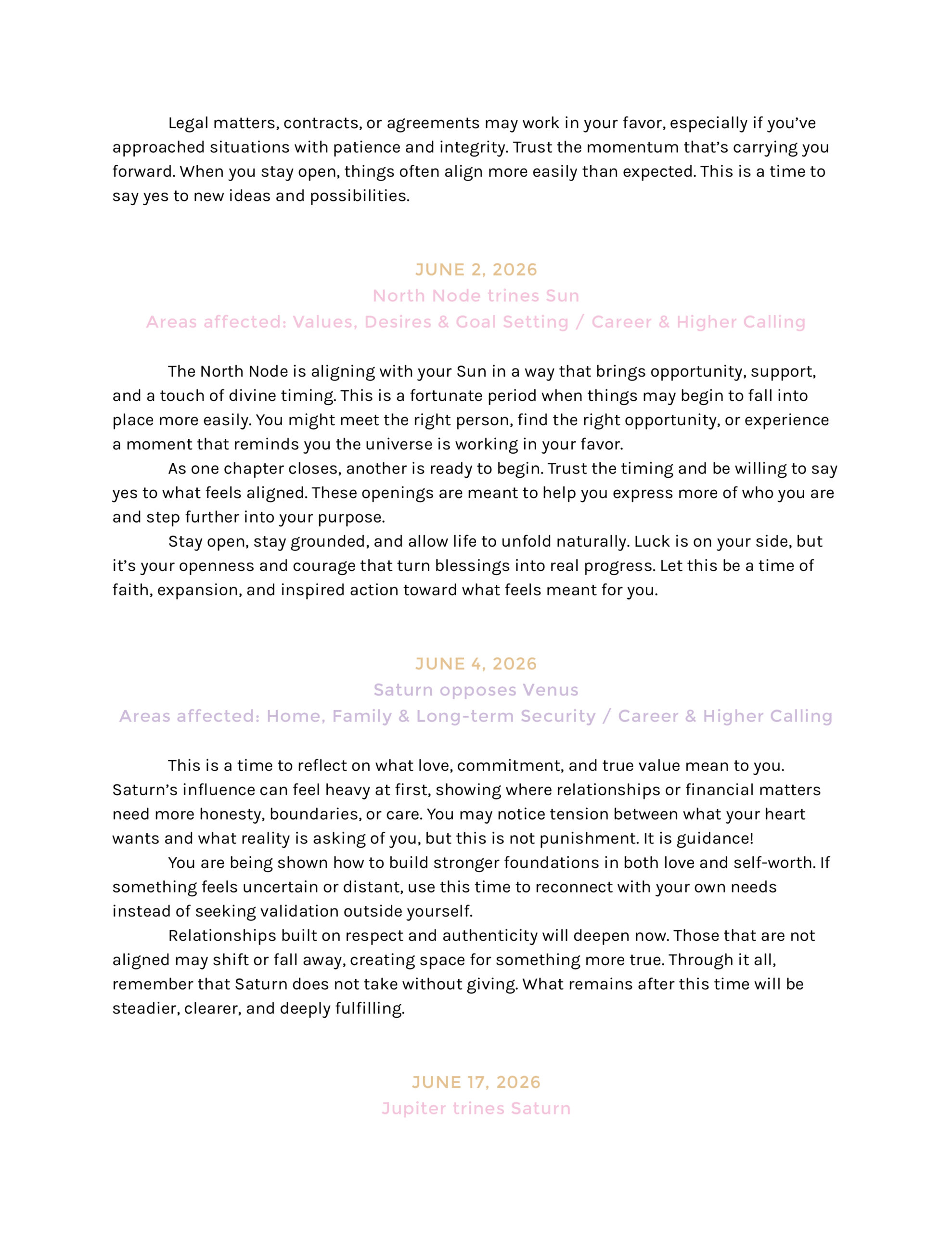 Sample Yearly Forecast with Premium Transits