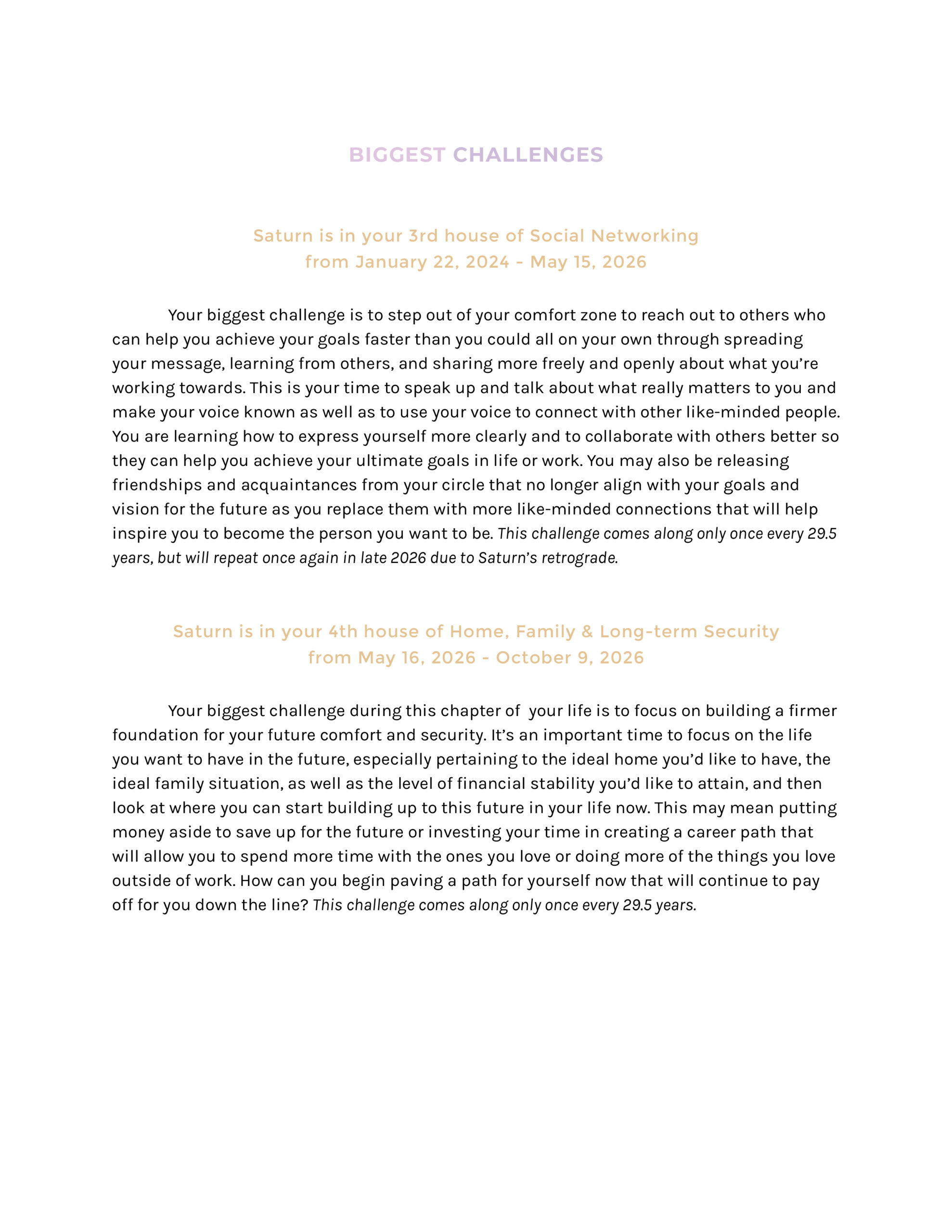 Sample Yearly Forecast with Premium Transits