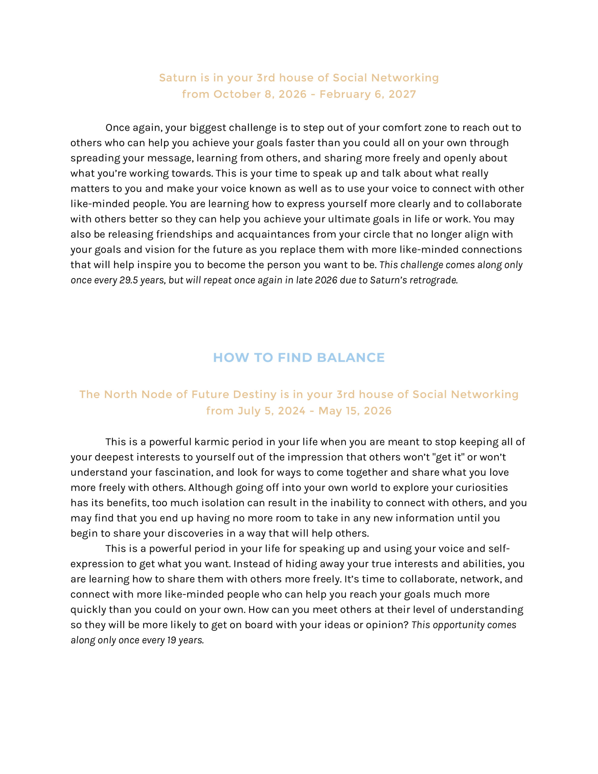 Sample Yearly Forecast with Premium Transits