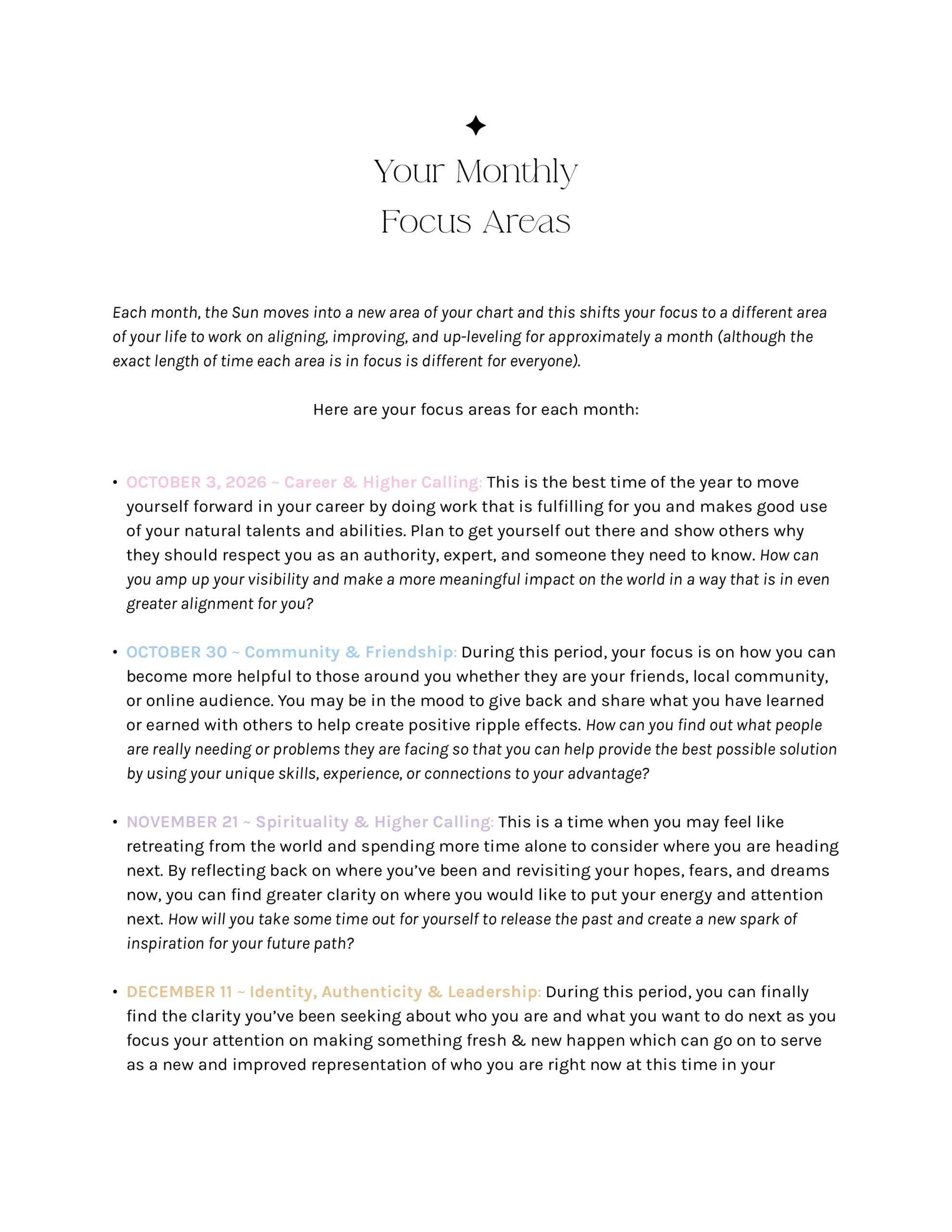 Sample Yearly Forecast with Premium Transits
